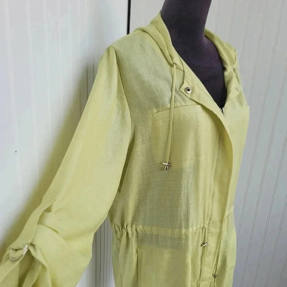 CHICO’s MEREDITH Soft Lime ¾ Sleeves Lighweight Top Shirt Jacket Size L (3) - Picture 3 of 7